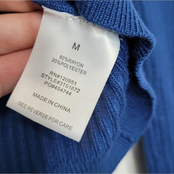 Pink Rose blue ribbed button front long sleeve preppy old money sweater Med NWT - Picture 4 of 7